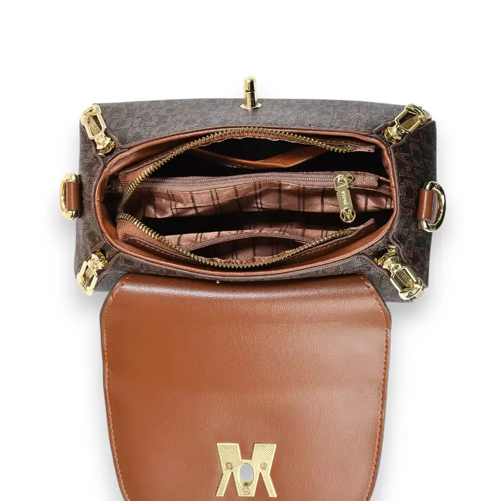 Petit sac à main femme bandoulière marron intérieur