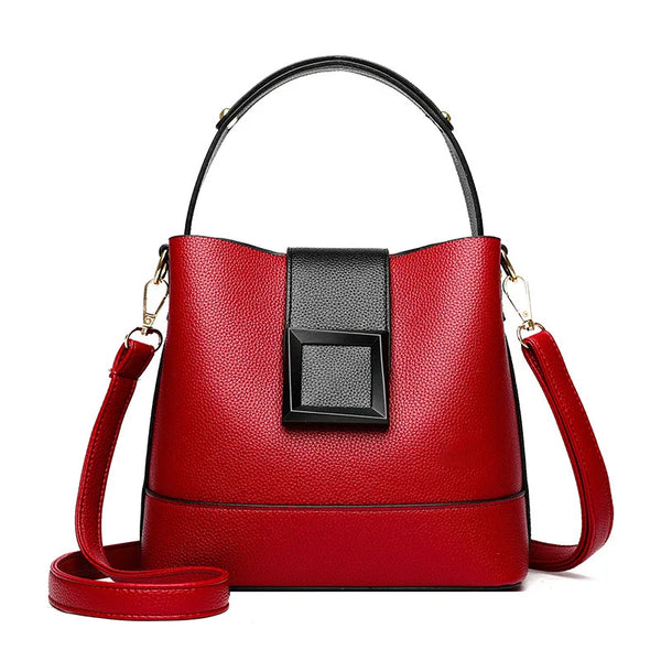 Petit sac seau fourre-tout femme rouge