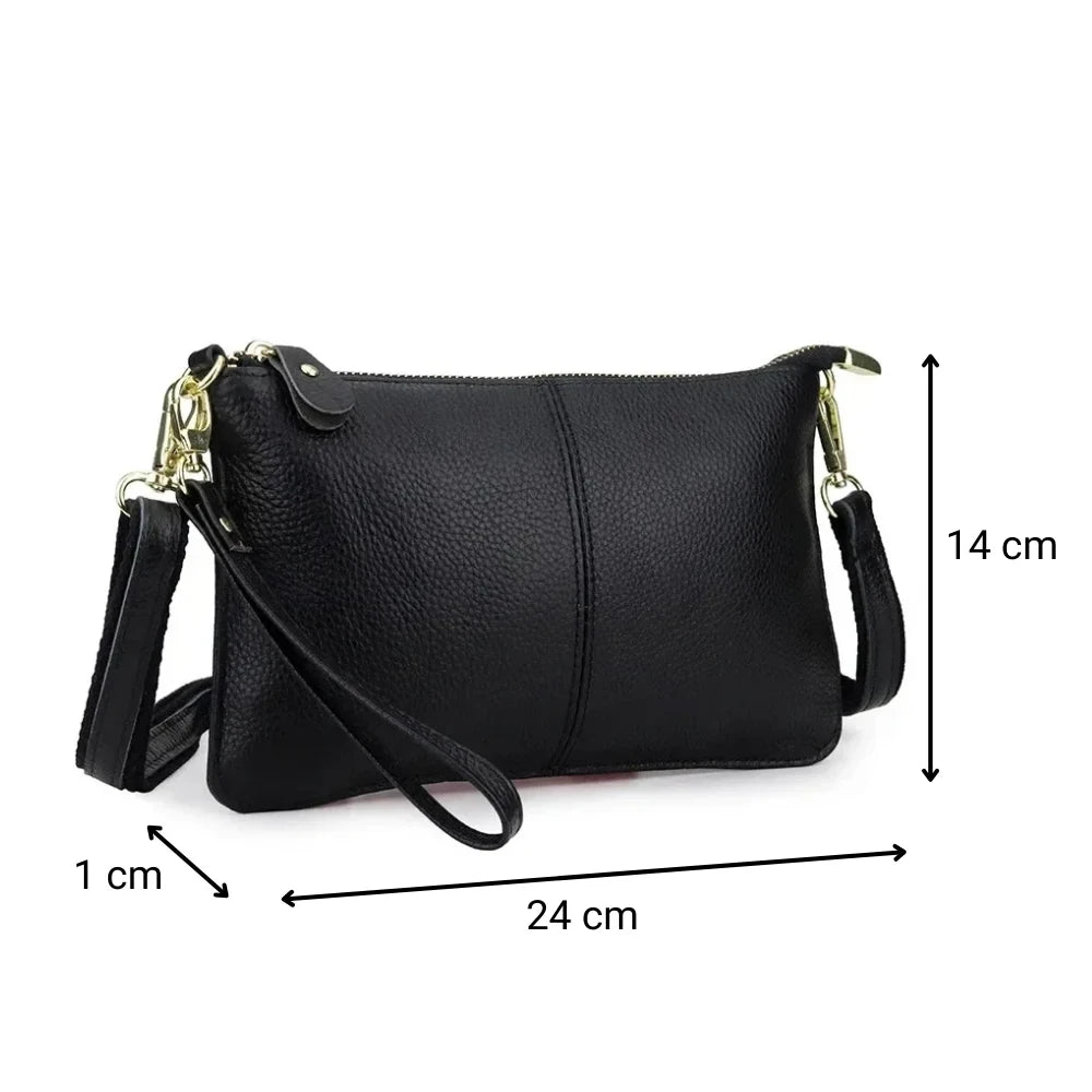 Pochette bandoulière en cuir véritable pour femme dimensions