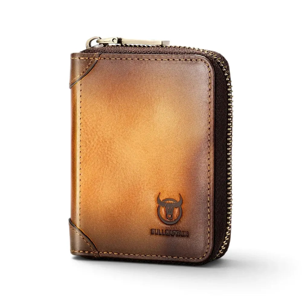 Porte-cartes accordéon en cuir camel