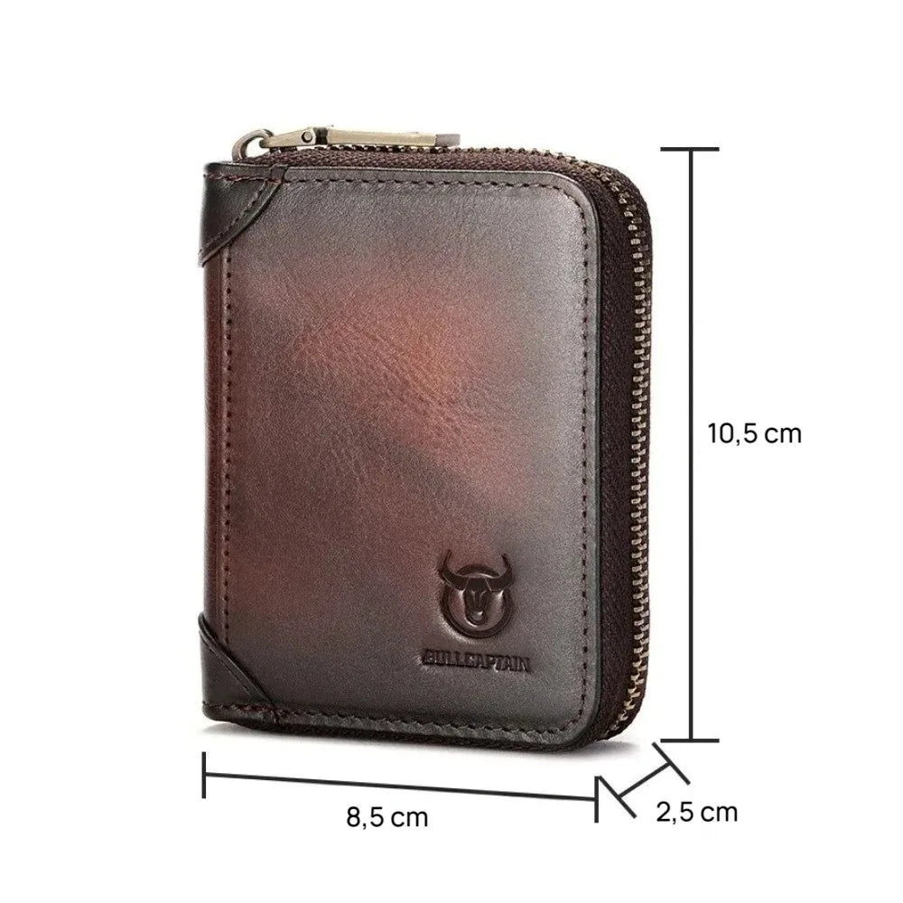 Dimensions du porte-cartes accordéon en cuir : 8,5 x 2,5 x 10,5 cm