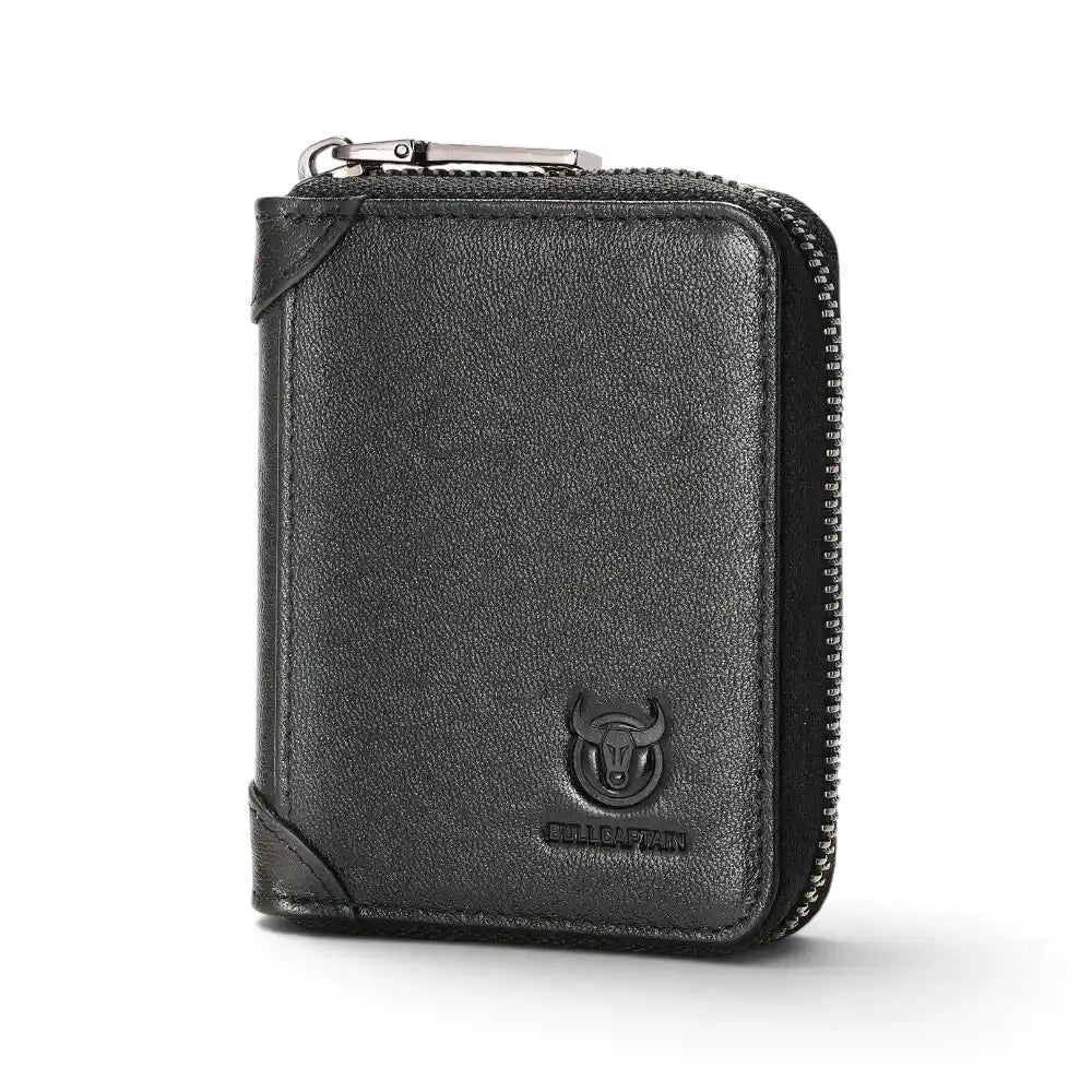 Porte-cartes accordéon en cuir noir