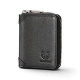 Porte-cartes accordéon en cuir noir