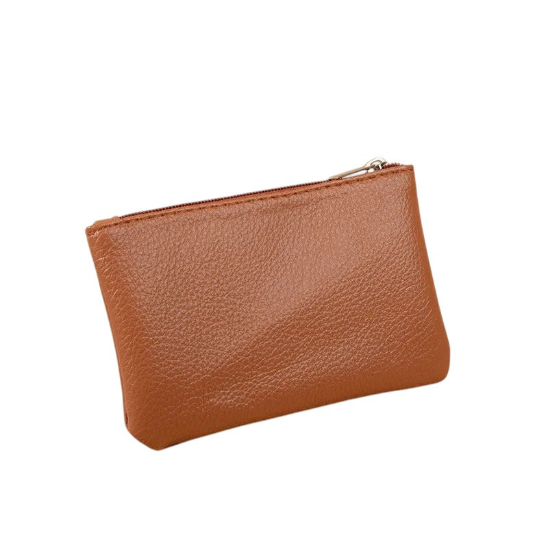 Porte monnaie en cuir camel