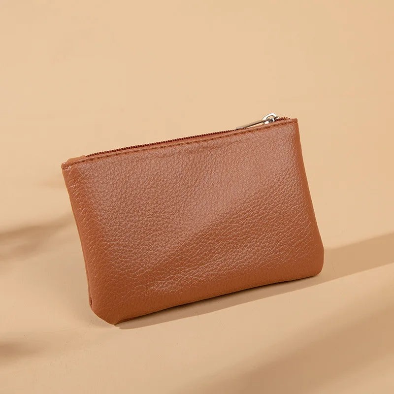 Porte monnaie en cuir camel