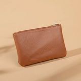 Porte monnaie en cuir camel