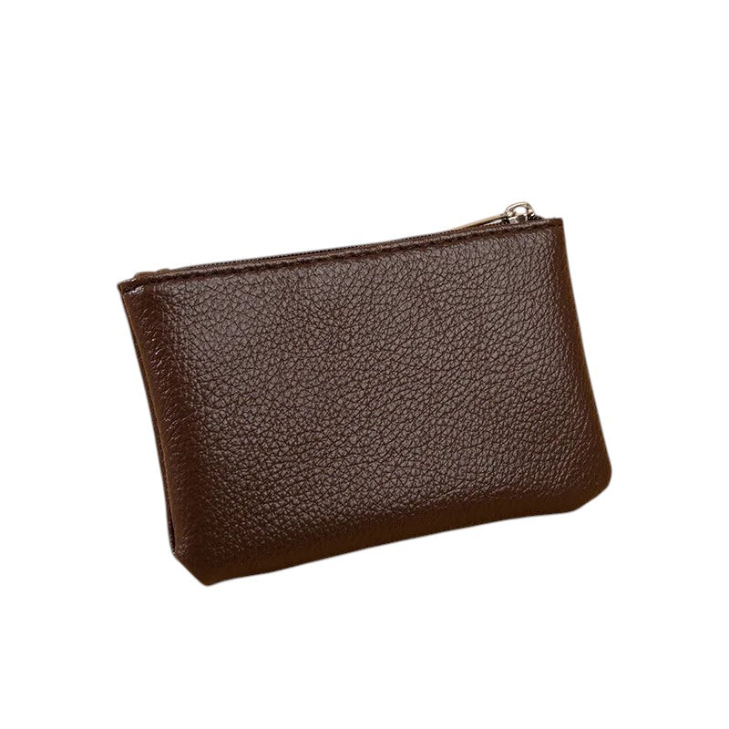 Porte monnaie en cuir marron foncé