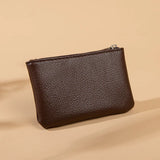 Porte monnaie en cuir marron foncé