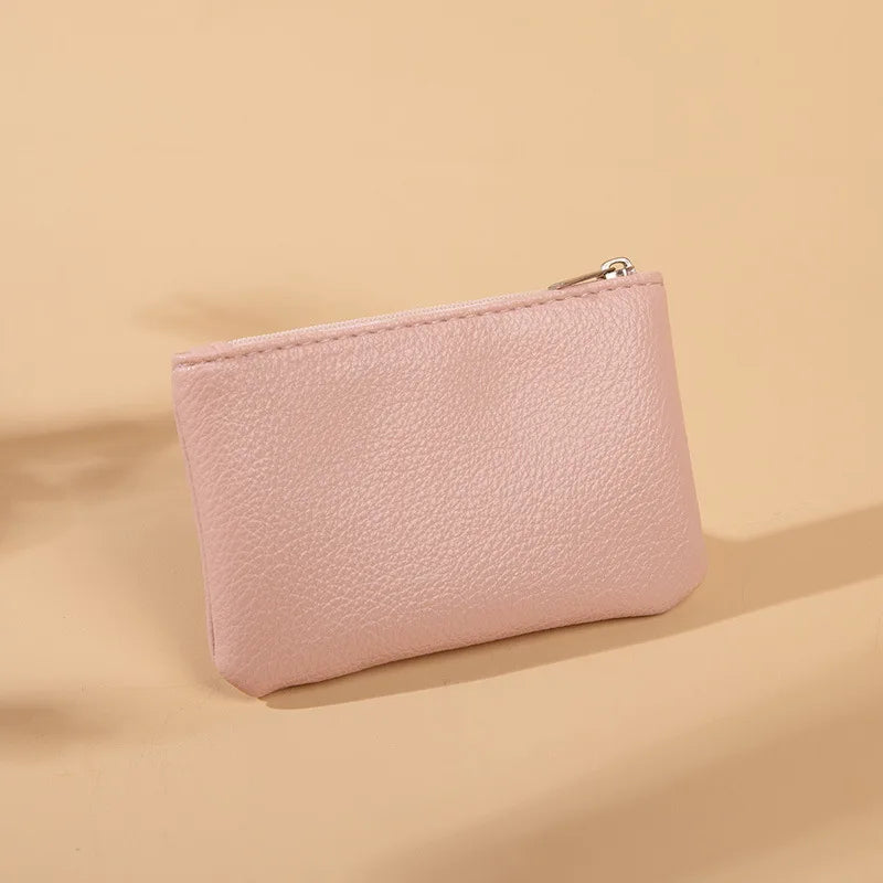 Porte monnaie en cuir rose