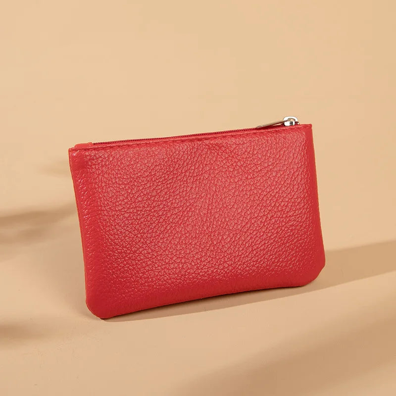 Porte monnaie en cuir rouge