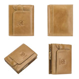 Différentes vues du portefeuille homme en cuir camel
