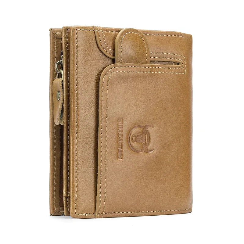 Portefeuille homme en cuir camel fermé
