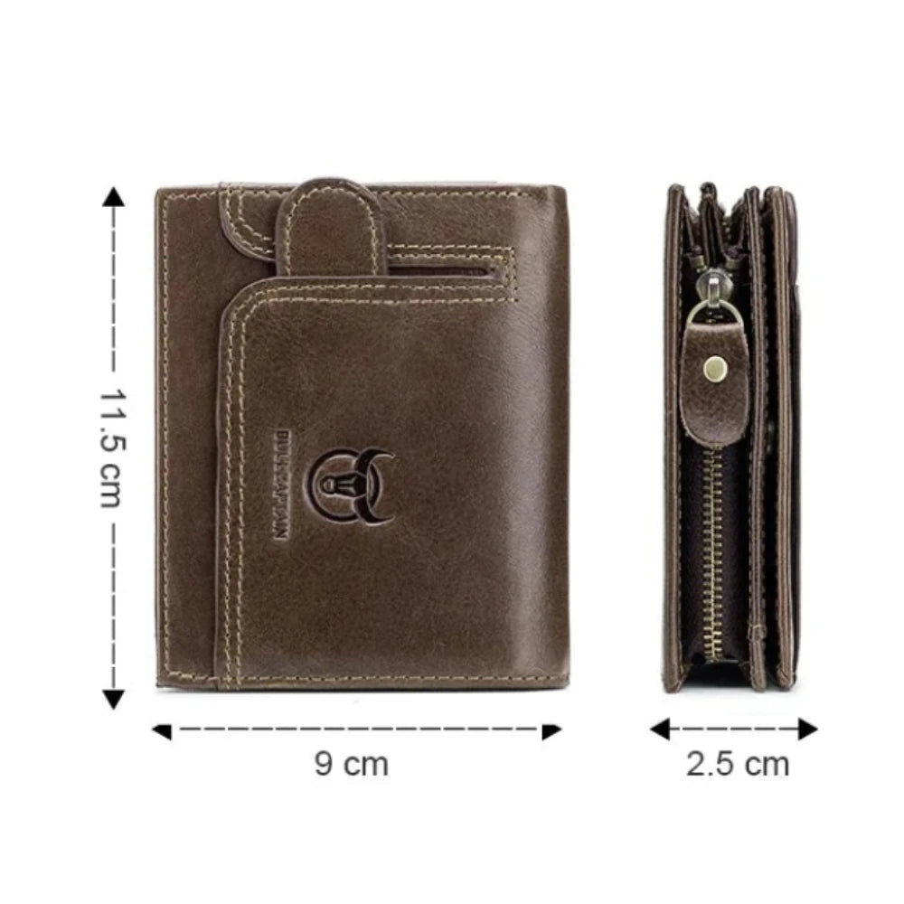 Dimensions du portefeuille homme en cuir marron foncé