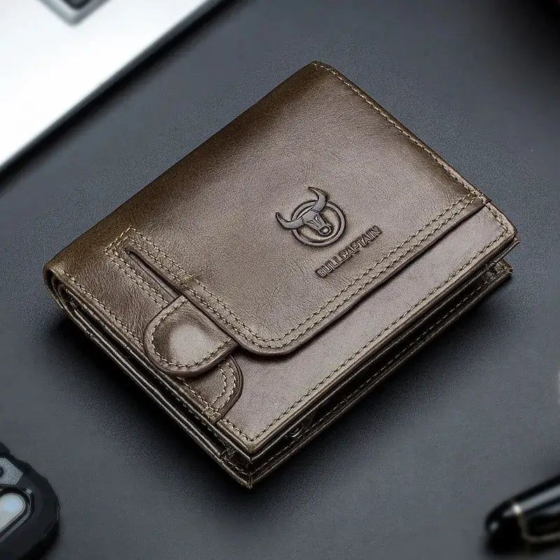 Compartiment à monnaie ouvert du portefeuille homme marron foncé