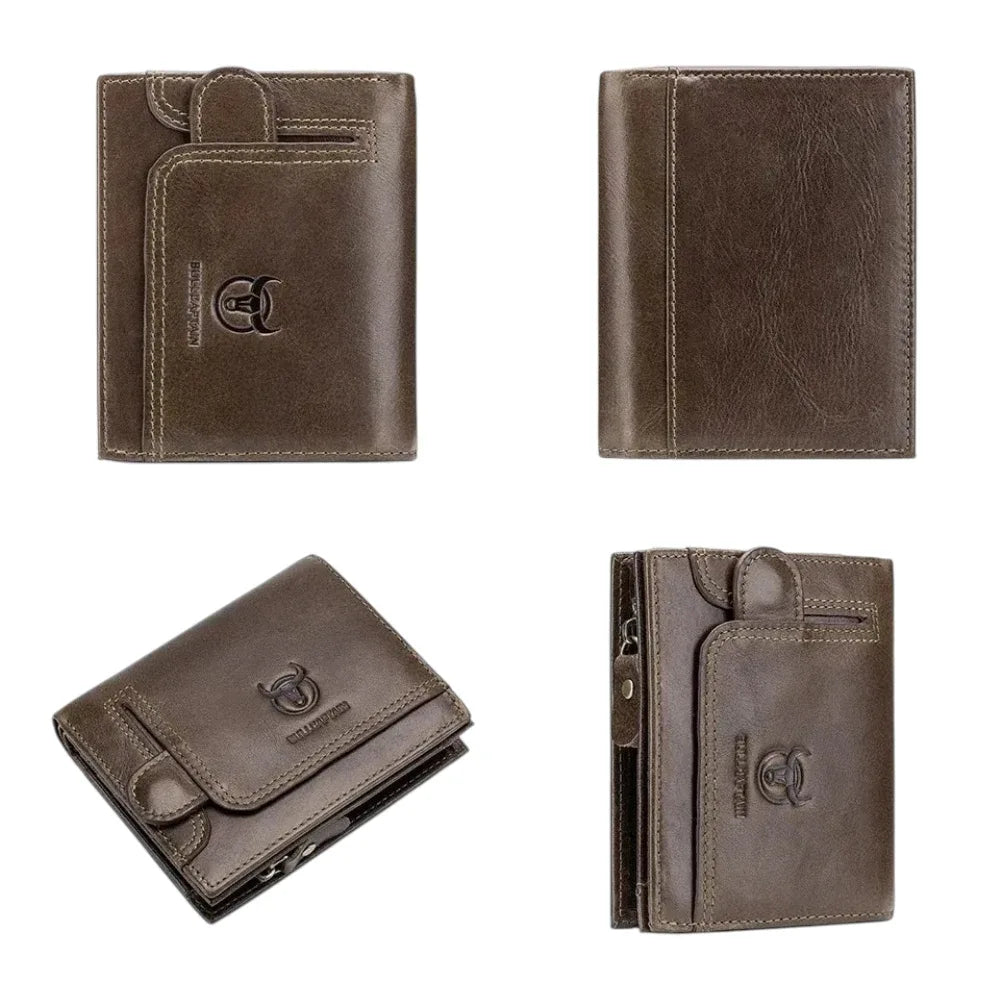 Différentes vues du portefeuille homme marron foncé