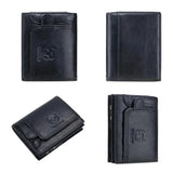 Différentes vues du portefeuille homme en cuir noir