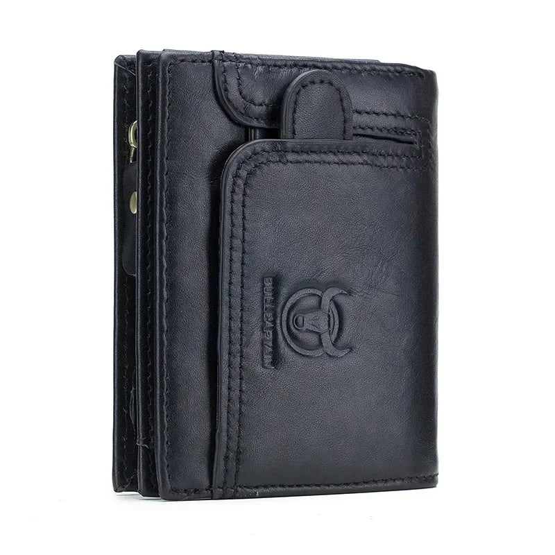 Portefeuille homme en cuir noir fermé