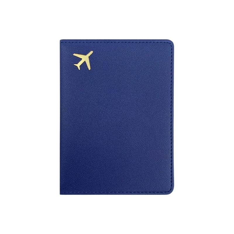 Protège passeport en simili cuir bleu marine