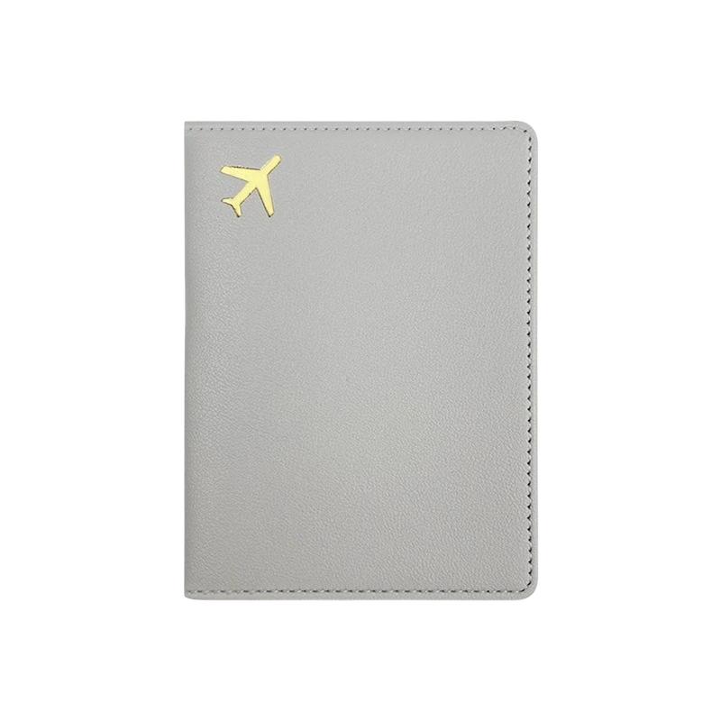 Protège passeport en simili cuir gris