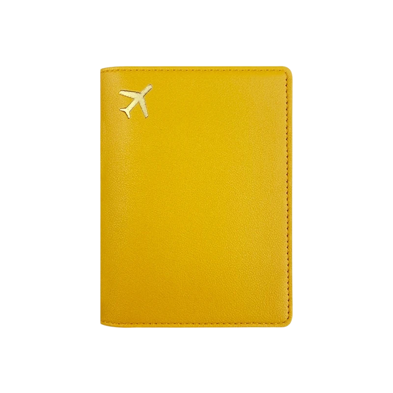 Protège passeport en simili cuir jaune