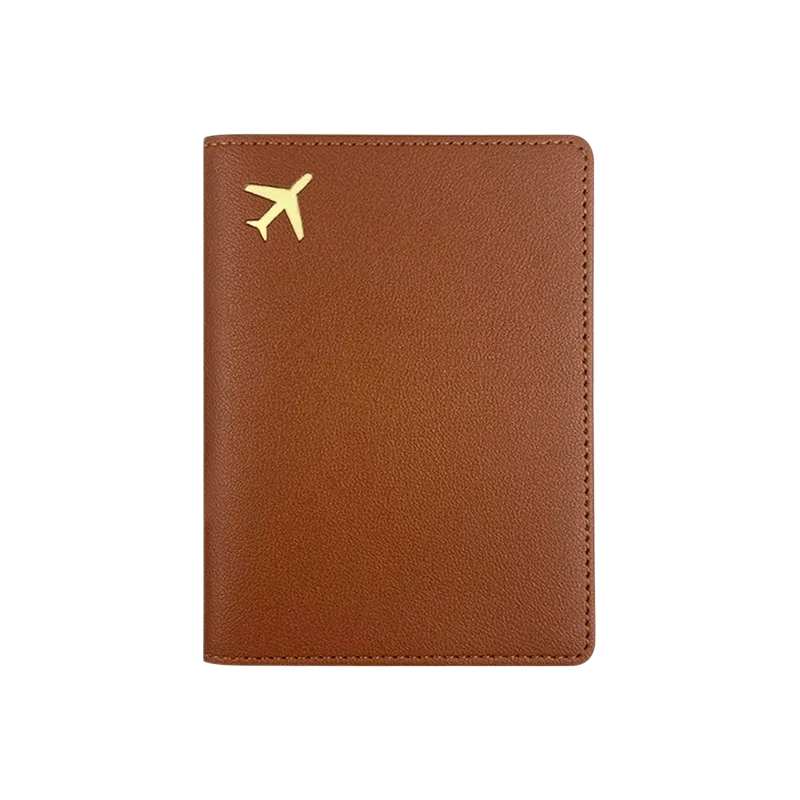 Protège passeport en simili cuir marron