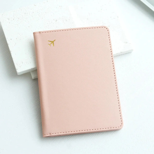 Protège passeport en simili cuir rose