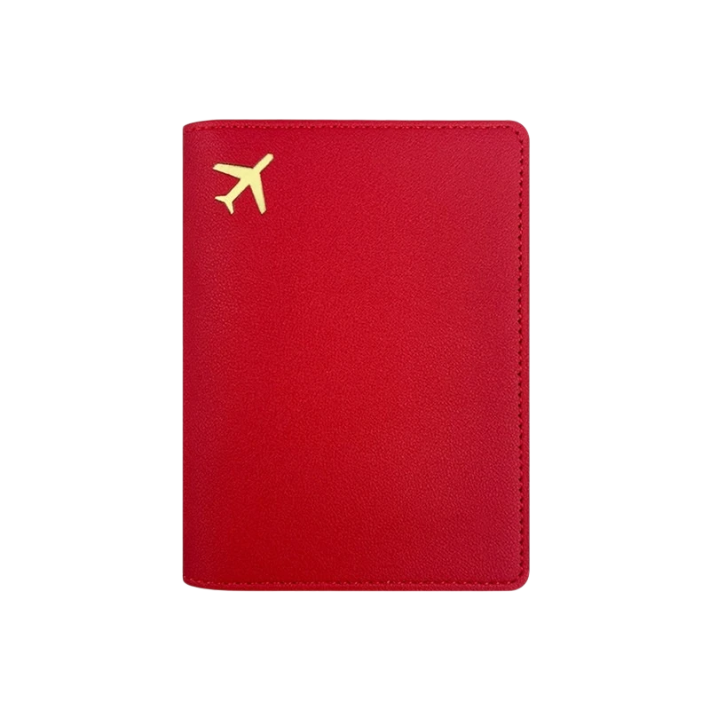 Protège passeport en simili cuir rouge