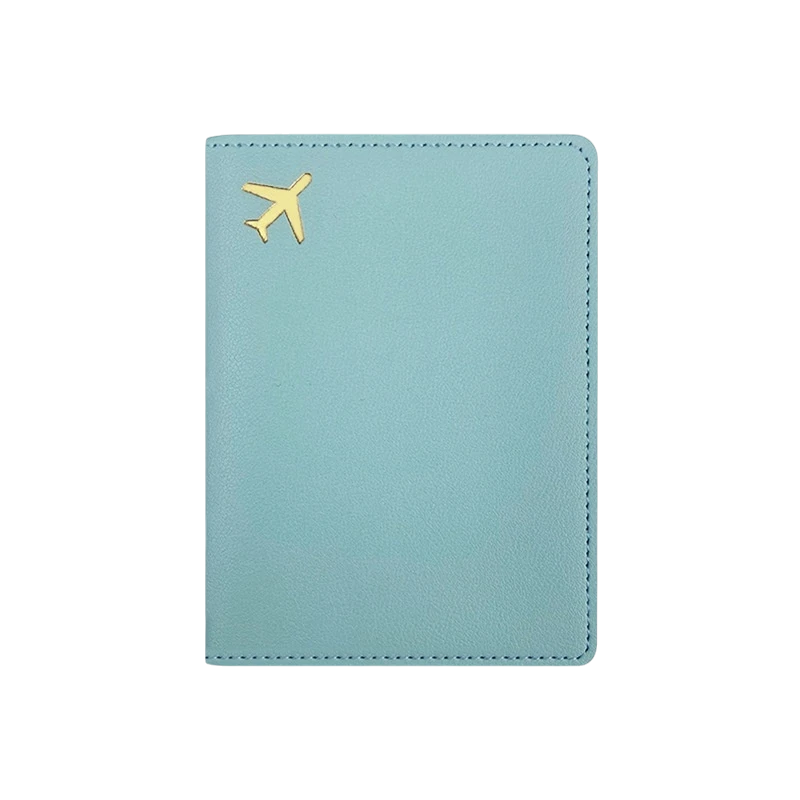 Protège passeport en simili cuir turquoise