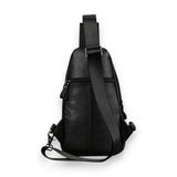 Sac à dos bandoulière en cuir noir arrière