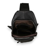 Sac à dos bandoulière en cuir noir intérieur