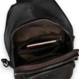 Sac à dos bandoulière en cuir noir poche intérieure