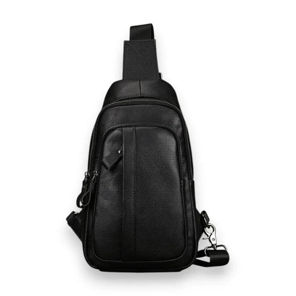 Sac à dos bandoulière en cuir noir