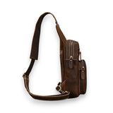 Sac à dos bandoulière homme en cuir véritable de côté