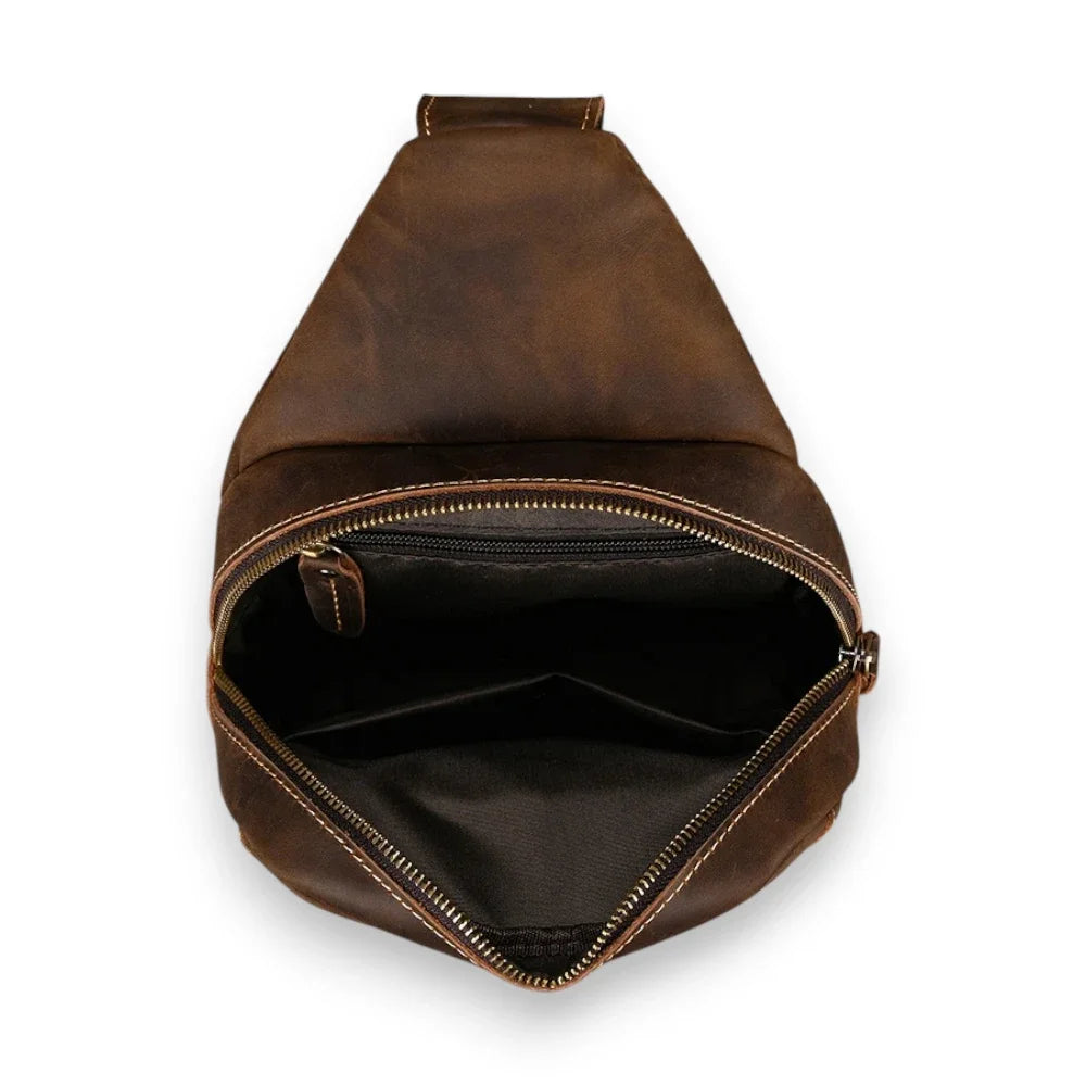 Sac à dos bandoulière homme en cuir véritable intérieur