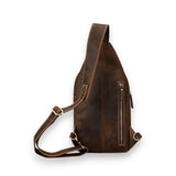 Sac à dos bandoulière homme en cuir véritable poche arrière