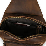 Sac à dos bandoulière homme en cuir véritable poche intérieure