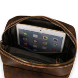 Sac à dos bandoulière homme en cuir véritable poche tablette