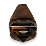 Sac à dos bandoulière homme en cuir véritable rempli