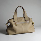 Sac à main bandoulière en cuir véritable marron clair arrière