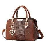 Sac à main bandoulière femme simili cuir croco marron