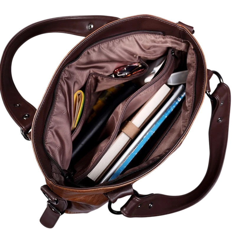 Sac à main cuir souple bandoulière intérieur rempli