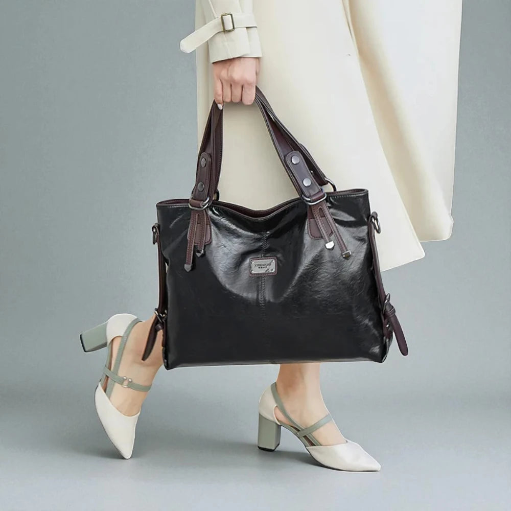 Sac à main cuir souple bandoulière noir femme