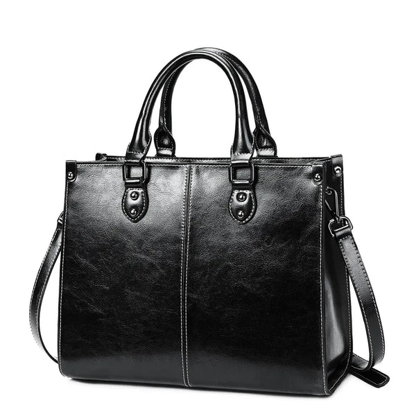 Sac à main en cuir véritable noir