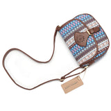 Sac bandoulière bohème chic marron foncé à plat