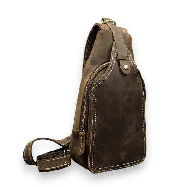 Sac bandoulière en cuir pour homme marron