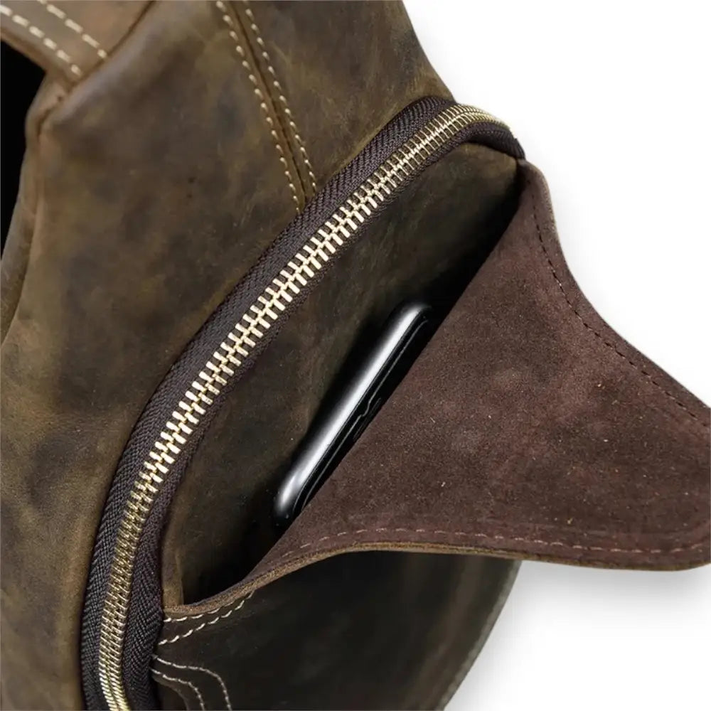 Sac bandoulière en cuir pour homme poche avant