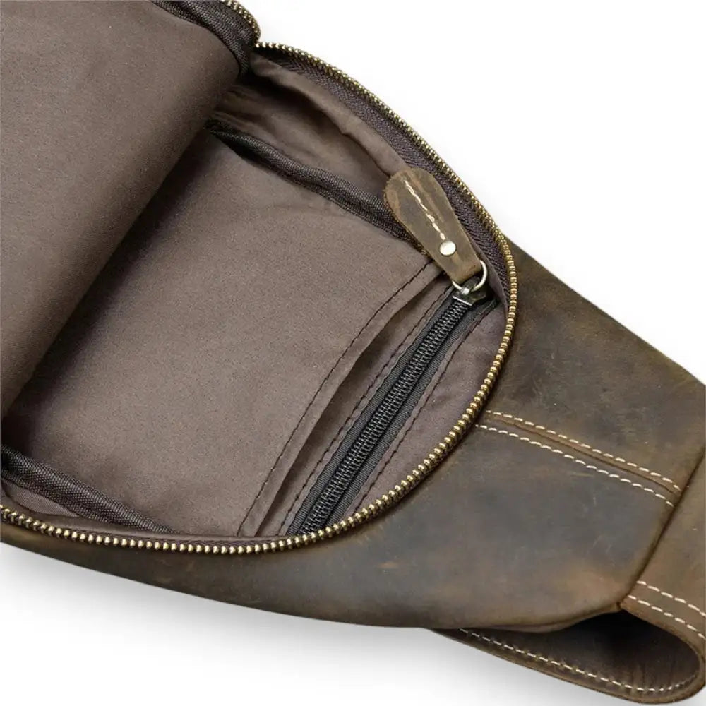 Sac bandoulière en cuir pour homme poche intérieure