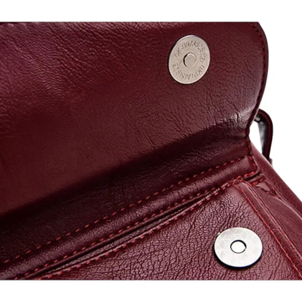 Sac bandoulière en cuir souple pour femme bordeaux intérieur fermeture