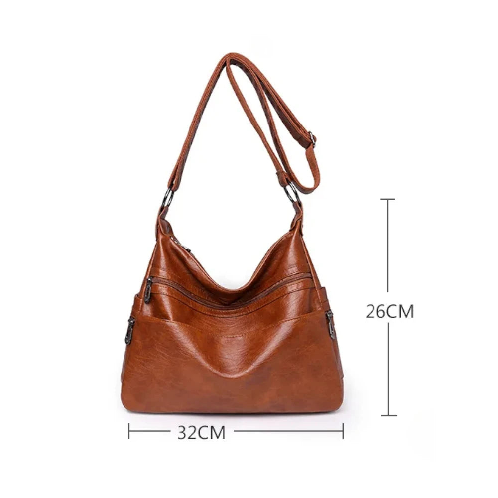 Sac bandoulière en cuir pour femme marron dimensions