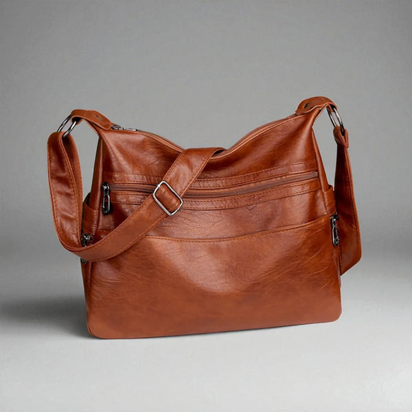 Sac bandoulière en cuir pour femme marron photo